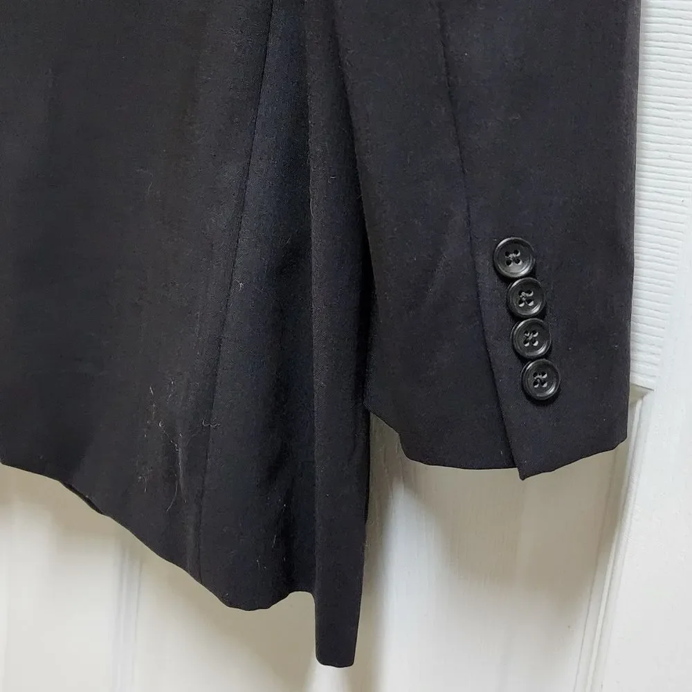 Montefino Uomo Blazer Mens 42R Black Merino Wool Super 120s Office Preppy Italy